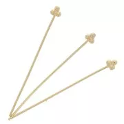 Bastones cabeza de alfiler 3 bolas 32x0,6 mm - Dorado con oro fino x4