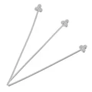 Bastones cabeza de alfiler 3 bolas 32x0,6 mm - Chapado de Plata fina x4