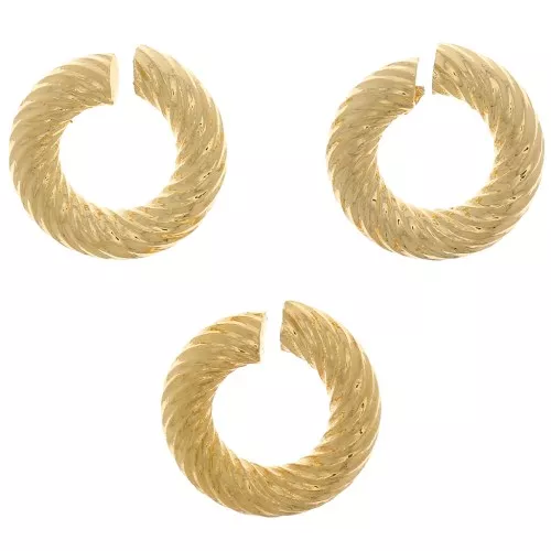 Anillos abiertos redondos trenzados 8x2 mm - Chapado en oro x5