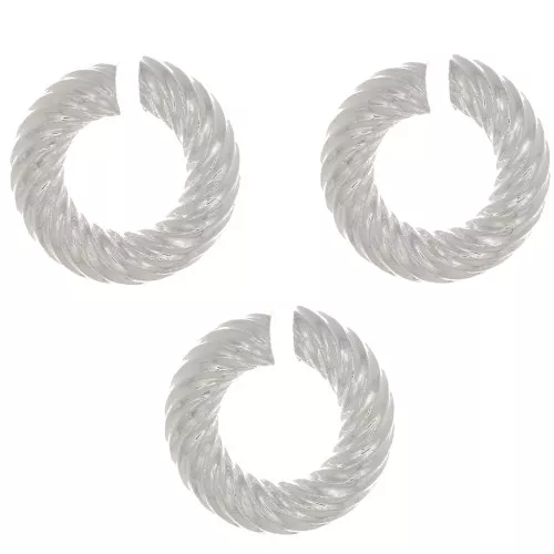 Anillos abiertos redondos retorcidos 8x2 mm - Chapado fino de plata x5