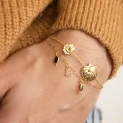 Charm letra del alfabeto 8 mm con anillo cerrado - E - Gold filled light x1