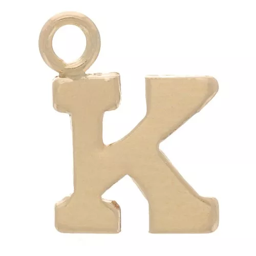 Charm letra del alfabeto 8 mm con anillo cerrado - K - Gold filled light x1