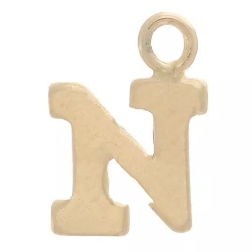 Charm letra del alfabeto 8 mm con anillo cerrado - N - Gold filled light x1