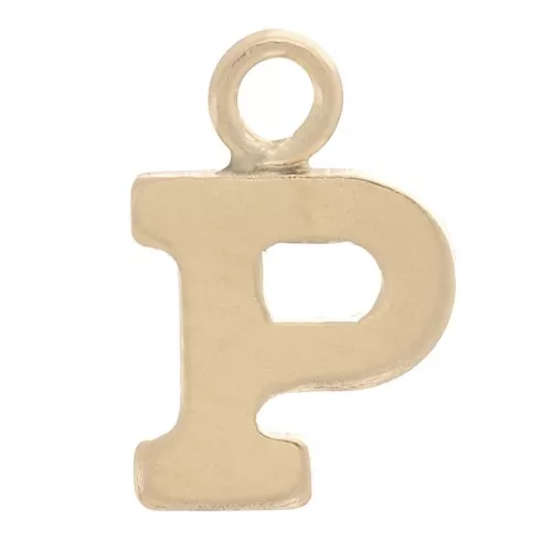 Charm letra del alfabeto 8 mm con anillo cerrado - P - Gold filled light x1