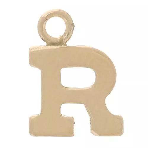 Charm letra del alfabeto 8 mm con anillo cerrado - R - Gold filled light x1