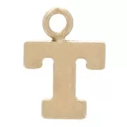 Charm letra del alfabeto 8 mm con anillo cerrado - T - Gold filled light x1