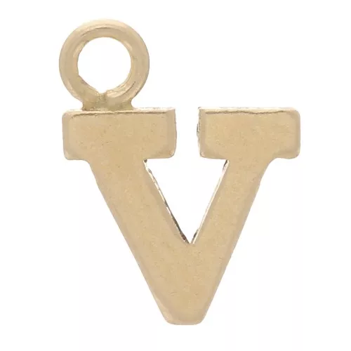 Charm letra del alfabeto 8 mm con anillo cerrado - V - Gold filled light x1