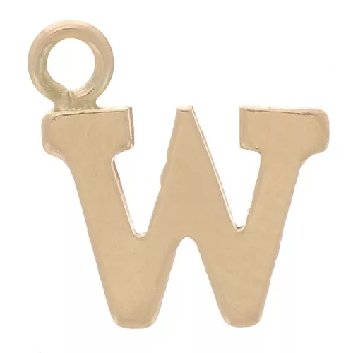 Charm letra del alfabeto 8 mm con anillo cerrado - W - Gold filled light x1