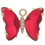 Colgante Mariposa de Cristal con óxido de zirconio 15x20 mm - Oro - Rojo - Cristal x1