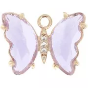 Colgante Mariposa de Cristal con óxido de zirconio 15x20 mm - Oro - Morado - Cristal x1