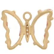 Colgante Mariposa de Cristal con óxido de zirconio 15x20 mm - Oro - Rosa - Cristal x1