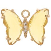 Colgante Mariposa de Cristal con óxido de zirconio 15x20 mm - Oro - Amarillo - Cristal x1|raw }}