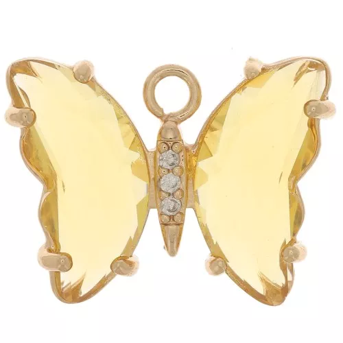 Colgante Mariposa de Cristal con óxido de zirconio 15x20 mm - Oro - Amarillo - Cristal x1