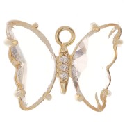 Colgante Mariposa de Cristal con óxido de zirconio 15x20mm - Oro - Transparente - Cristal x1|raw }}