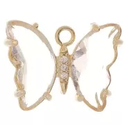 Colgante Mariposa de Cristal con óxido de zirconio 15x20mm - Oro - Transparente - Cristal x1