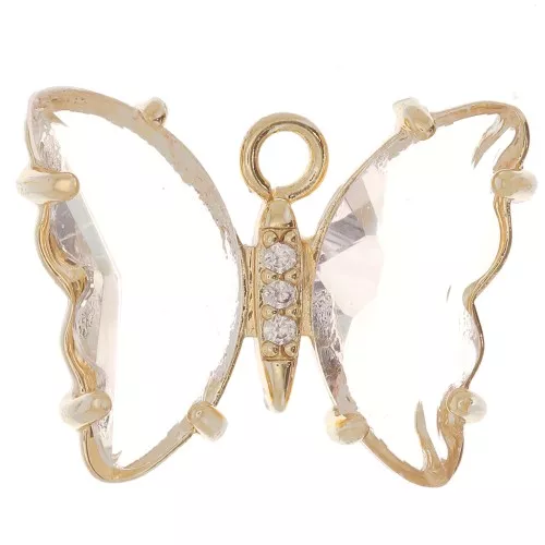 Colgante Mariposa de Cristal con óxido de zirconio 15x20mm - Oro - Transparente - Cristal x1