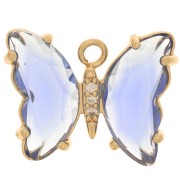 Colgante Mariposa de Cristal con óxido de zirconio 15x20 mm - Oro - Zafiro - Cristal x1