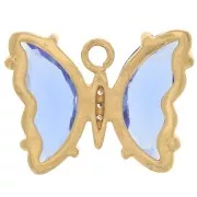 Colgante Mariposa de Cristal con óxido de zirconio 15x20 mm - Oro - Zafiro - Cristal x1