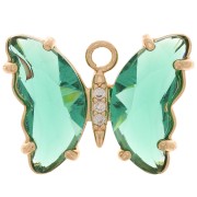 Colgante Mariposa de Cristal con óxido de zirconio 15x20 mm - Oro - Verde - Cristal x1|raw }}