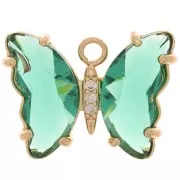 Colgante Mariposa de Cristal con óxido de zirconio 15x20 mm - Oro - Verde - Cristal x1