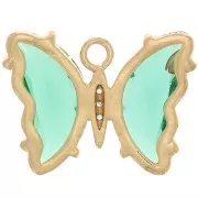 Colgante Mariposa de Cristal con óxido de zirconio 15x20 mm - Oro - Verde - Cristal x1