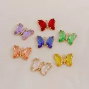 Colgante Mariposa de Cristal con óxido de zirconio 15x20 mm - Oro - Verde - Cristal x1