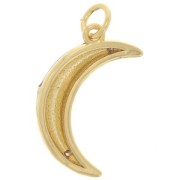 Colgante de media luna con óxido de zirconio y resina epoxi 21x12 mm Oro - Azul - Cristal x1