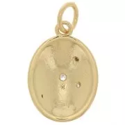 Colgante místico ovalado con óxido de zirconio y resina epoxi 16x11 mm - Oro - Negro