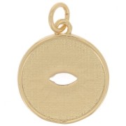 Colgante ojo redondo con óxido de zirconio y resina epoxi 15mm - Oro - Perla blanca x1