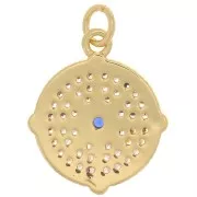 Colgante Rosa de los vientos redonda con óxido de zirconio 13 mm - Oro - Cristal x1