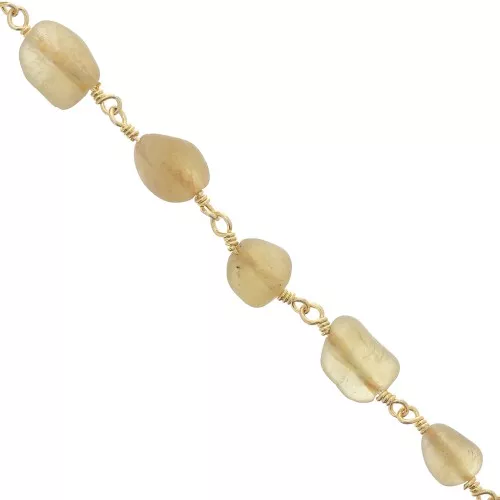 Cadena de fantasía 7mm con piedras preciosas irregulares - Oro - Apatita amarilla x50cm