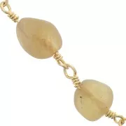 Cadena de fantasía 7mm con piedras preciosas irregulares - Oro - Apatita amarilla x50cm