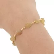 Cadena de fantasía 7mm con piedras preciosas irregulares - Oro - Apatita amarilla x50cm