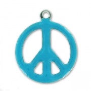 Dijes peace esmaltados epoxi 19 mm Turquesa x10