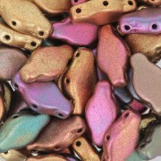 Cuentas de cristal Navette 3 agujeros 6x12 mm - Metallic Iris Mat x10g|raw }}