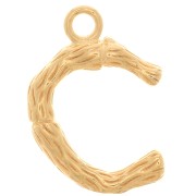 Colgante letra del alfabeto efecto bambú 16x11 mm - C - Chapado en oro x1