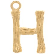 Colgante Letra del Alfabeto efecto bambú 16x10 mm - H - Chapado en oro x1