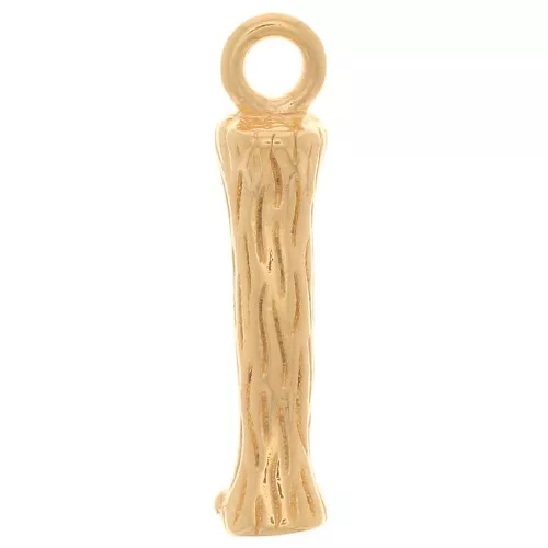 Colgante letra del alfabeto efecto bambú 16x3 mm - I - Chapado en oro x1