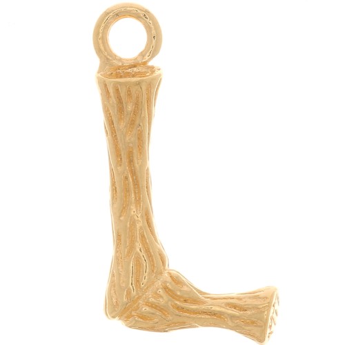 Colgante Letra del alfabeto efecto bambú 15x8 mm - L - Chapado en oro x1