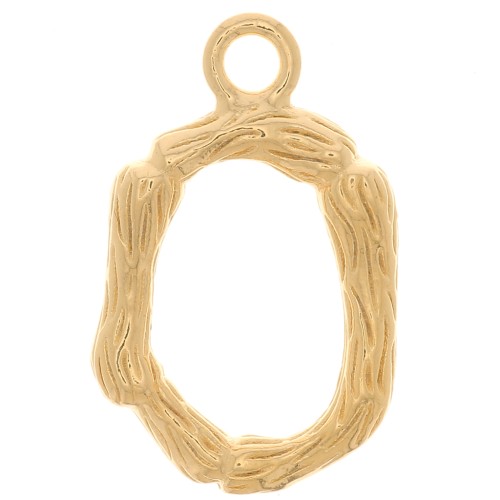 Colgante Letra del Alfabeto efecto bambú 16x10 mm - O - Chapado en oro x1