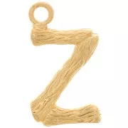 Colgante letra del alfabeto efecto bambú 16x9 mm - Z - Chapado en oro x1