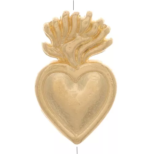 Cuenta de corazón mexicana Ex-voto 16x10 mm - Dorado con oro fino x1