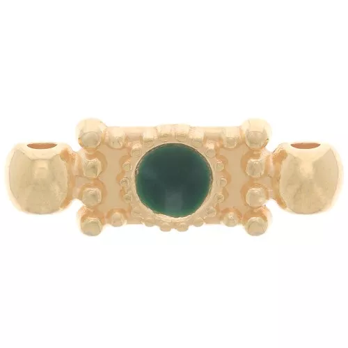 Entrepieza Rectangular estampado Resina Epoxi 21x7mm Dorado oro Fino - Verde x1