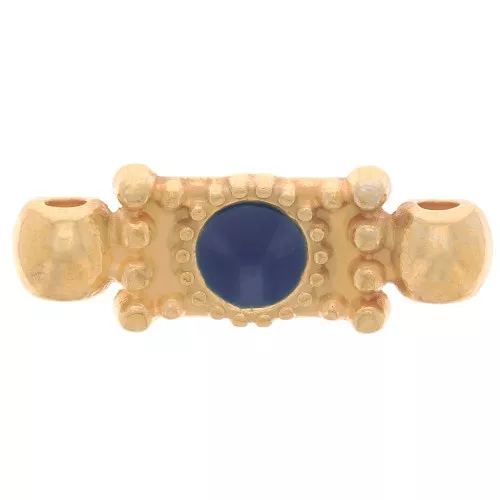 Entrepieza Rectangular estampado Resina Epoxi 21x7mm Dorado oro Fino - Azul x1