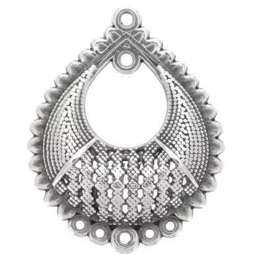 Colgante gota motivo oriental 39x31 mm - Plateado antiguo