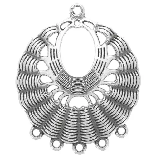 Colgante redondo con 5 anillas 36x30mm - Plateado antiguo