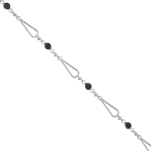 Cadena de fantasía 5.5 mm - Plateado - Negro x50cm