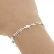 Cadena rectangular de fantasía con pequeñas flores de 6,2 mm - Plateado x50cm