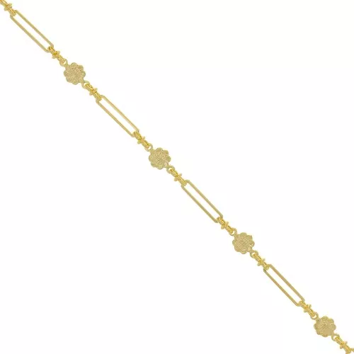 Cadena rectangular de fantasía con pequeñas flores de 6,2 mm - Dorado x50cm