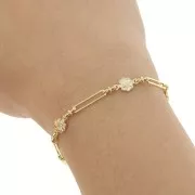 Cadena rectangular de fantasía con pequeñas flores de 6,2 mm - Dorado x50cm